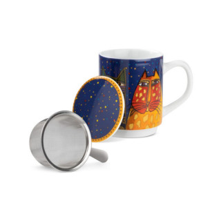 Шолја за чај со инфузер, Laurel Burch Blue, 350ml
