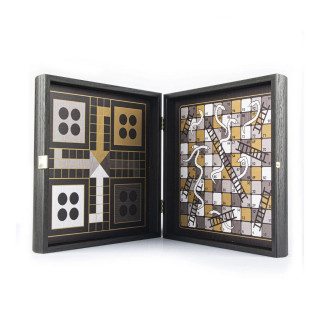 Сет игри 4 во 1, Modern Style Chess, Backgammon, Ludo & Snakes, црн