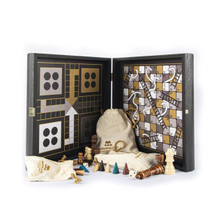 Сет игри 4 во 1, Modern Style Chess, Backgammon, Ludo & Snakes, црн