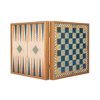 Сет игри 4 во 1, Retro Style Chess, Backgammon, Ludo & Snakes, зелен 