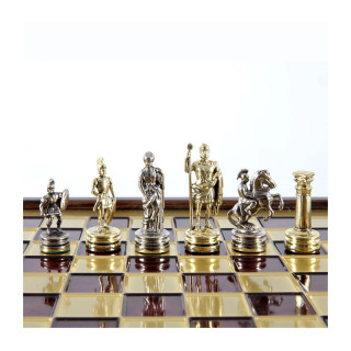 Сет за шах во дрвена кутија, Greek Roman Period Chess Set - Gold & Silver, црвен 