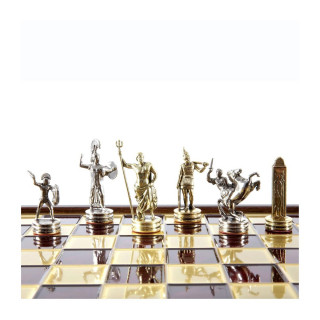 Сет за шах во дрвена кутија, Greek Mythology Chess Set, црвен, среден