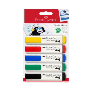 Сет од 5 маркери за текстил, Faber Castell Textile Marker