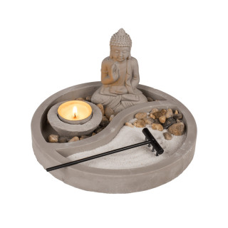 Декоративен сет од цемент, Buddha, Ø19cm 