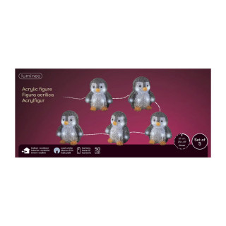 Сет декоративни фигури со LED светла, Penguins, 1/5
