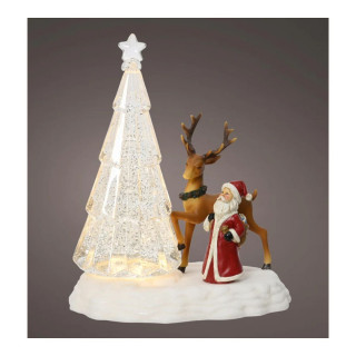 Декоративна фигура со LED светла, Crystal Tree, Deer & Santa