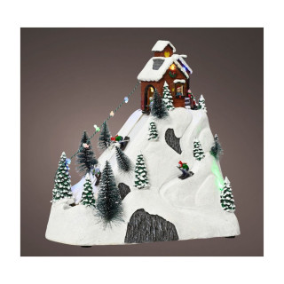 Декоративна фигура со LED светла, Christmas Village w/Ski Slope 