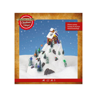 Декоративна фигура со LED светла, Christmas Village w/Ski Slope 