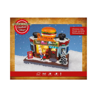 Декоративна фигура со LED светла, Christmas Burger Shop 