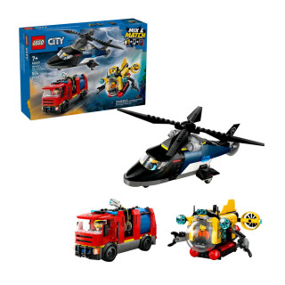 LEGO коцки, City, Helicopter, Fire Truck & Submarine Remix