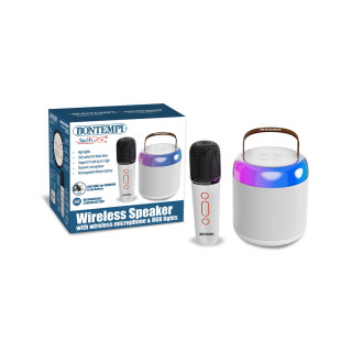 Безжичен звучник + безжичен микрофон со RGB светла 