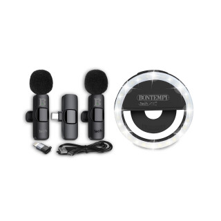 Сет од 2 мини клип-микрофони и селфи светло 