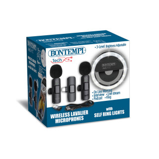 Сет од 2 мини клип-микрофони и селфи светло 