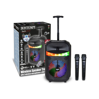 Безжичен звучник со тркалца, со 2 микрофони и RGB светла, 82cm 