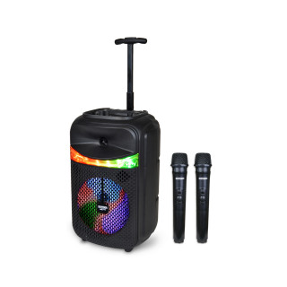 Безжичен звучник со тркалца, со 2 микрофони и RGB светла, 82cm 