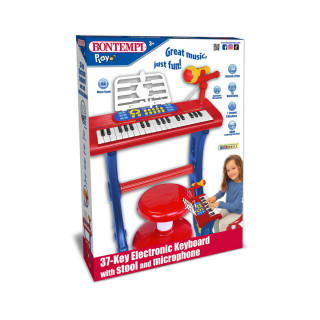 Детска електронска клавијатура со микрофон и столче, 37 клавиши 
