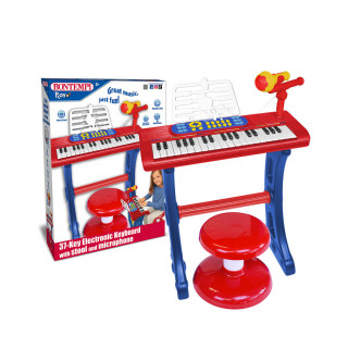 Детска електронска клавијатура со микрофон и столче, 37 клавиши 