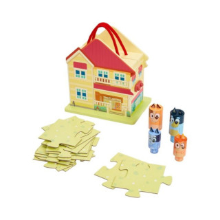 Дрвена куќичка со 6 фигури, Bluey: Wooden Carry Along House 