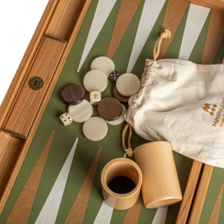 Сет за табла, Premium Leatherette Olive Green 