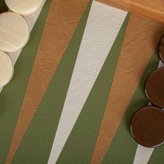 Сет за табла, Premium Leatherette Olive Green 