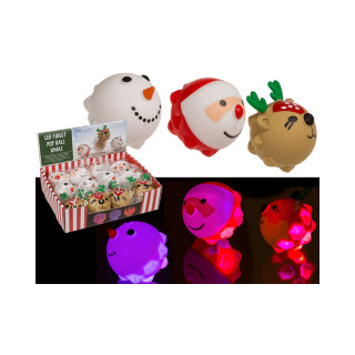 Анти-стрес топче со LED, Xmas Squeeze Pops, 3 дизајни 