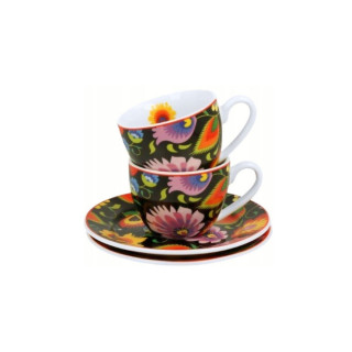 Сет од 2 шолји за еспресо со тацни, Etnic, 90ml 