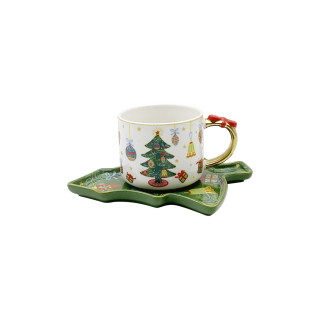 Сет шолја со тацна, Around Christmas Tree, 250ml 