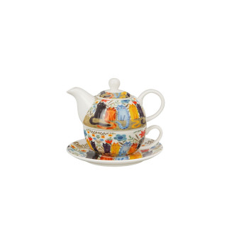 Сет од чајник, шолја и инфузер, Cat's World - Garden Felines, 300/350 ml 