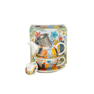 Сет од чајник, шолја и инфузер, Cat's World - Garden Felines, 300/350 ml 