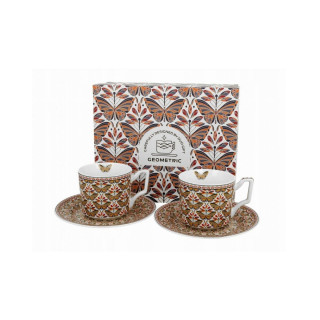 Сет од 2 шолји за еспресо со тацни, Geometric - Papilio, 110ml 