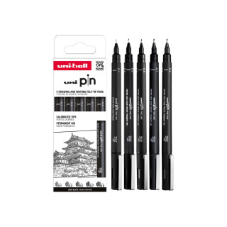 Сет фајнлајнери, Uni Pin - Classic, Deep Black, 1/5 