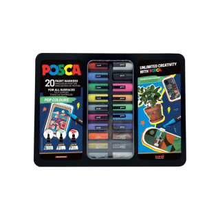 Сет од 20 маркери во куферче, Posca Pop Colours 