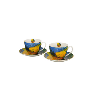 Сет од 2 шолји со тацни Van Gogh - Café Terrace at Night, 110 ml 