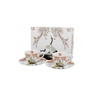 Сет од 2 шолји со тацни Sakura & Cranes, 110 ml 