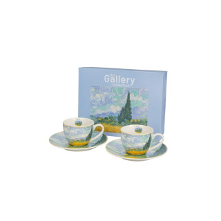 Сет од 2 шолји со тацни Van Gogh - Wheat Field, 110 ml 