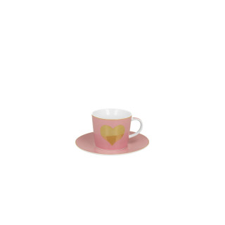 Шолја со тацна Pink - Big Heart, 250 ml 