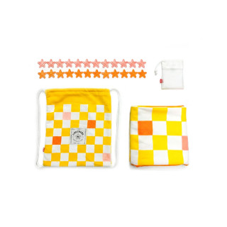 Пешкир за на плажа со игра, Checkers Yellow, 90 x 180 cm 