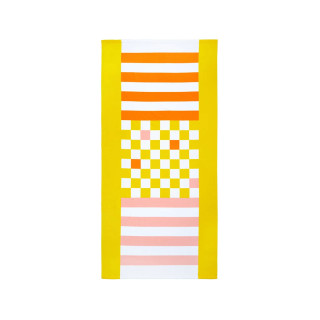 Пешкир за на плажа со игра, Checkers Yellow, 90 x 180 cm 