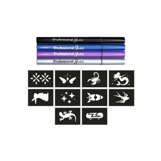 Сет за цртање на детски тетоважи 'Professional Studio Tattoo Pens - Silver' 