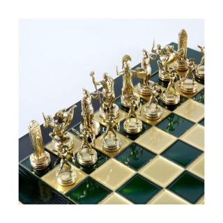 Сет за шах, Handcrafted Greek Mythology, голем, зелен со зелени/златни фигури 