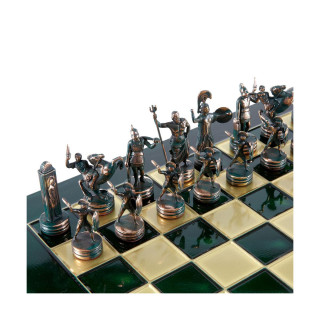 Сет за шах, Handcrafted Greek Mythology, голем, зелен со зелени/златни фигури 