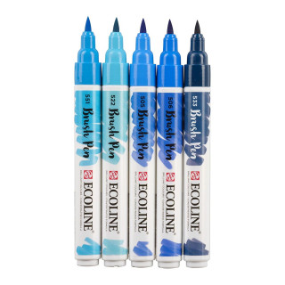 Сет од 5 брашпенс, TALENS, Ecoline Brush Pen set, blue