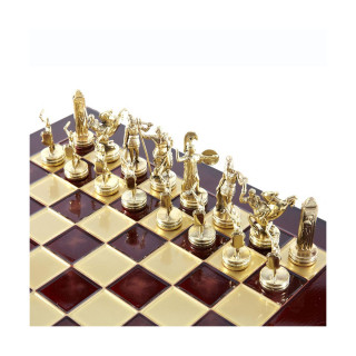 Сет за шах, GHandcrafted Greek Mythology, црвен со златни/сребрени фигури 