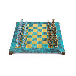 Сет за шах, Handcrafted Greek Roman Period, тиркизен со сини и бронзени фигури