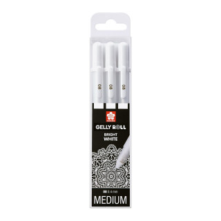 Сет од 3 гел-ролери, Sakura, Gelly Roll Basic, Bright White - medium, 08 