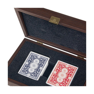 Карти за играње во кутија, Plastic Coated Playing Cards in Wooden Case with California Walnut Burl 