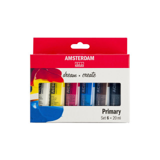 Сет акрилни бои - примарни, Amsterdam, All Acrylics - Standard Series primary set, 6 x 20мл