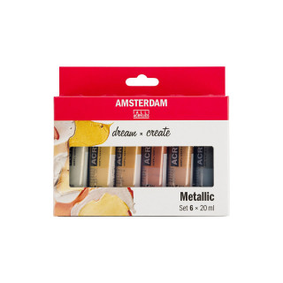 Сет акрилни бои - металик, Amsterdam, All Acrylics - Standard Series metallic set, 6 x 20мл