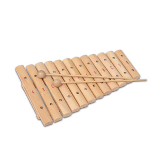 Дрвен ксилофон со 2 стапчиња, Wooden xylophone, 12 плочки