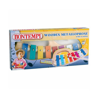 Дрвен металофон со 1 стапче, Wooden metallophone, 8 шарени плочки